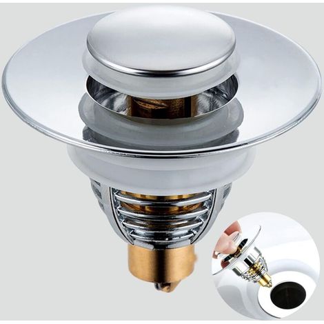 Bouchon Lavabo, Bonde de Lavabo Pop-Up, Universel Filtre de Vidange Anti-Bloqué de Lavabo en Acier Inoxydable, pour 32-38mm Trou Vidange Lavabo Bassin Cuisine Salle de Bain (1/5)