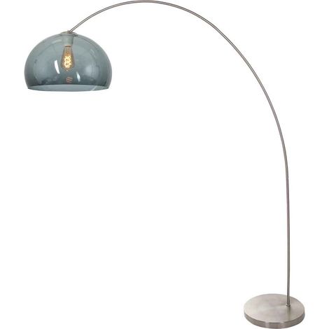 Lampadaire arc en acier avec sphère en plastique transparent – Hauteur 185 cm – Diffusion subtile de la lumière – Pour salle à manger, chambre, salon – Mexlite
