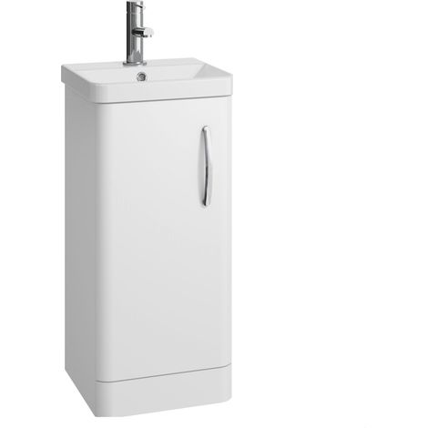 Handsacre Contemporary 1 Door Floor Standing Vanity Unit with Basin, Gloss White, 400mm