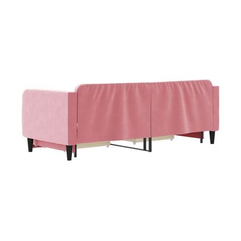 Lit avec tiroirs et méridienne avec tiroirs (sans matelas), rose, 80 × 200 cm, rangement pratique intégré, idéal chambre à coucher, style moderne, montage simple (1/5)