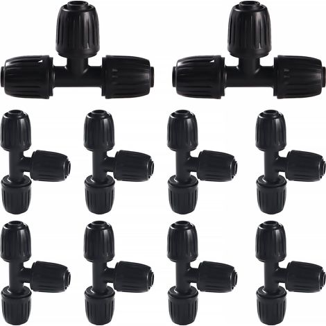 10 Stück 16-mm-Tropfbewässerungs-Fittings, Schlauchverbinder mit Widerhaken, Bewässerungsschlauchverbinder, Tropfbewässerungsverbinder, für Garten und Rasen (Schwarz)