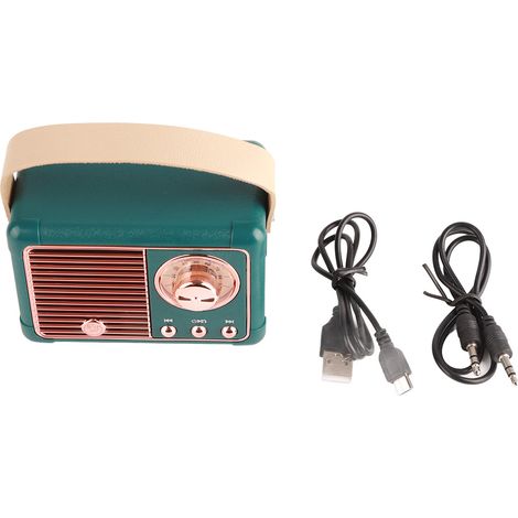 Haut-parleur Bluetooth Vintage Portable Mini Sans Fil pour Extérieur - Design Rétro Vert Classique (1/5)