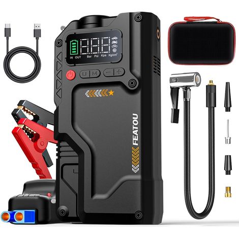 Starthilfe Powerbank mit Kompressor 6500A, 12V Auto Starter Booster für Benzin/Diesel (1/5)