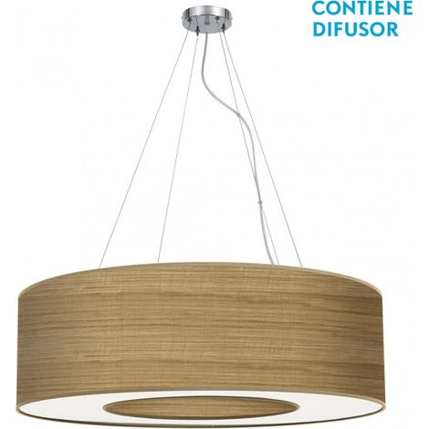 Colgante Grande Haiti 4xe27 Cromo/Madera Clara Regx80x80 Cm