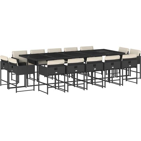 Maison Exclusive - Set da Pranzo da Giardino 15 pz con Cuscini Nero in Polyrattan