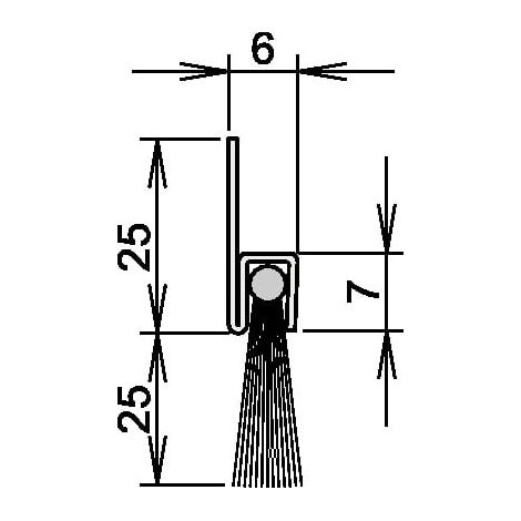 athmer Bürstentürdichtung L.1100mm Rosshaar mixed Aufschr - 4-310-025-1100