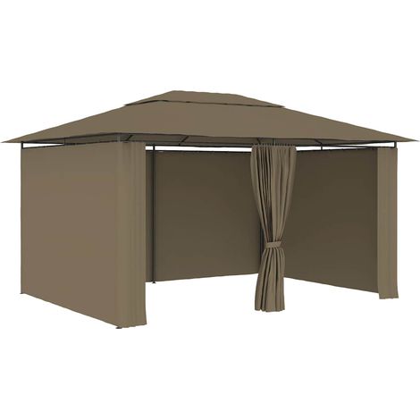 Maison Exclusive - Gazebo da Giardino con Tende 4x3 m Grigio Talpa 180 g/m²