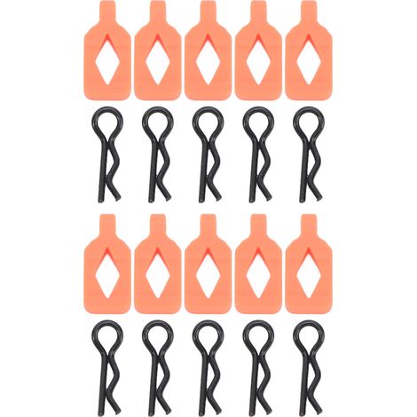 Lot de 10 pinces clips carrosserie RC légères robustes durables, crochets R coudés pour Axial 1/24 SCX24 AXI206000 voiture orange (1/5)
