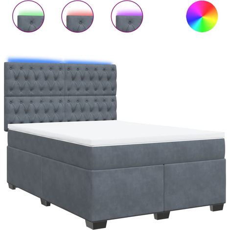 Maison Exclusive - Cama box spring con colchón terciopelo gris os (1/5)