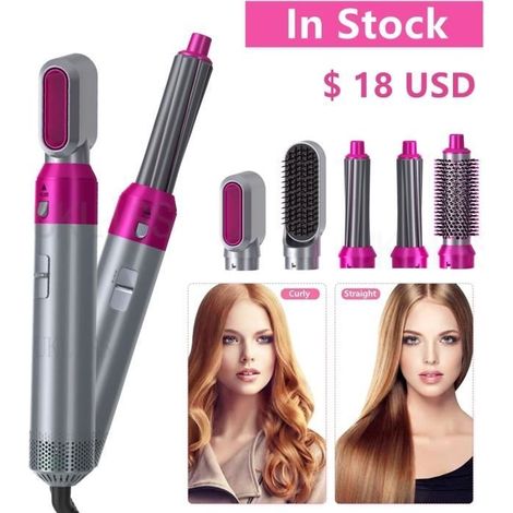 Brosse sèche-cheveux électrique 5 en 1 - ions négatifs - lisseur - bigoudi (1/4)
