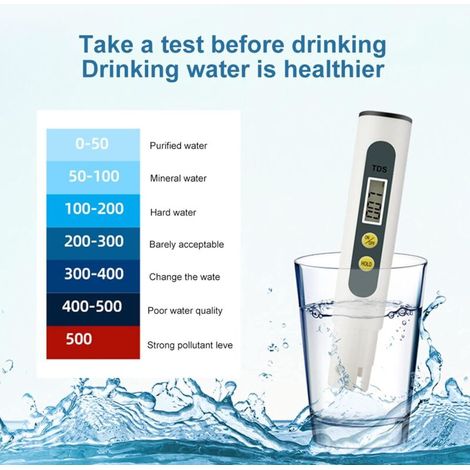 Misuratore TDS, penna digitale per il filtraggio della qualità dell'acqua, 0-9999 ppm, test di precisione della qualità dell'acqua (1/4)