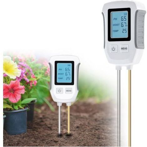 NALOOKAMIC Testeur de Sol pH 3 en 1, Mesure de Température et Capteur Hygromètre, Testeur de Sol Acide Base avec Affichage LCD Rétroéclairé, Compatible avec Pelouse/Ferme/Jardin (1/5)