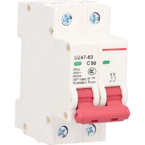 Disjoncteur miniature 2P DZ47-63 AC 400V 4500A/6000A fenêtre visible état voyant pour protection surcharge court-circuit rail DIN 1 pc (1/5)