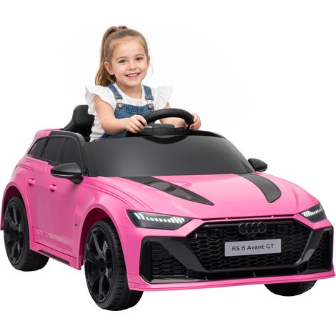 AIYAPLAY coche eléctrico niños audi rs 6 avant gt 12v con mando a distancia 2,4 g motor doble arranque progresivo suspensión mp3 bocina y faros rosa (1/5)
