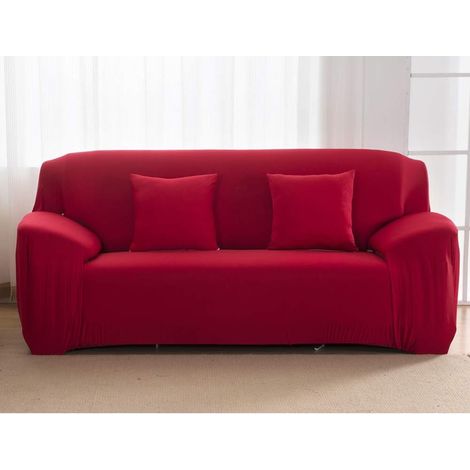 Housse extensible pour canapé 1, 2, 3 ou 4 places avec accoudoirs, housse extensible en spandex pour salon, housse de canapé (rouge, 3 places : 190-230 cm) (1/5)
