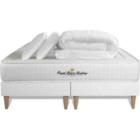 Komplettpaket Bett - Matratze 160x200 cm + 2 Boxspringbetten (Monoblock) + 2 Kopfkissen + Bettdecke - Lancaster