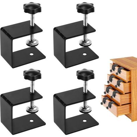 Set of 4 stainless steel C-clamps, 50 mm, for fixing wood, cabinets, and DIY projects (1/5)