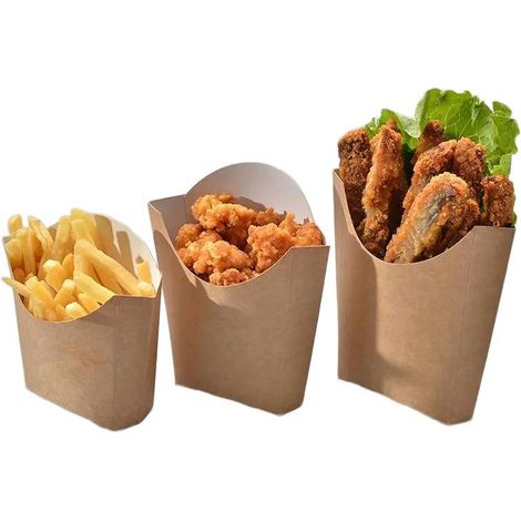 Kraftkarton für Pommes frites, 100 g – 500 Stück. Umweltfreundliche Verpackung. (1/4)