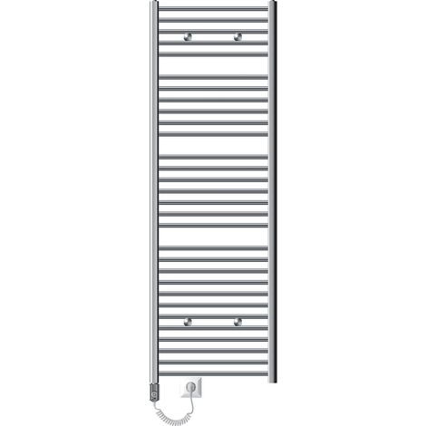 ECD Germany Radiatore Scaldasalviette Elettrico 900W Termoarredo da Bagno Moderno in Acciaio Cromato - 600x1800 mm - Dritto con Attacco Laterale - Scaldasalviette Asciugabiancheria 600x1800 mm 900W