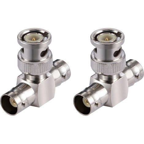 2 Pièces Adaptateurs BNC Mâle vers Double BNC Femelle Adaptateur Répartiteur de Prise en T à 3 Voies pour Antenne CB 4G Talkie-walkie CCTV Ham Radio HD Vidéo HDTV (1/4)