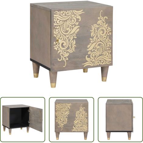 Rangement - Cabinet de chevet avec porte Gris 40 x 33 x 46 cm (1/5)