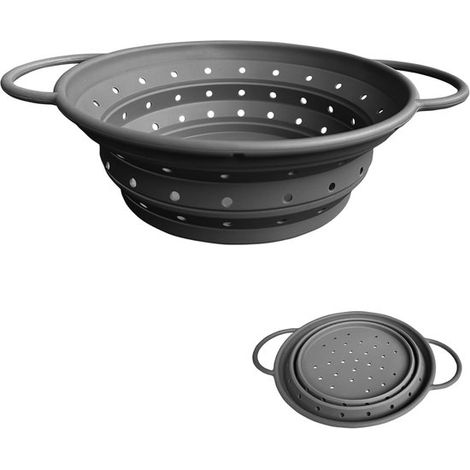 Colino pieghevole resistente al calore, cestello scolapasta salvaspazio, 1 pezzo, grigio, cestello scolapasta pieghevole in silicone, diametro 33,5 cm (1/5)