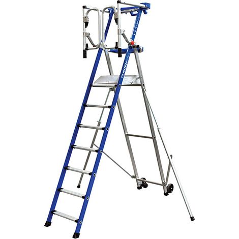 Podesleiter Aluminium 7 Stufen - Max. Arbeitshöhe 3.70m - PIRLF7-U/ALU