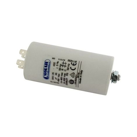 Condensateur électrique universel 35 µF – Fixation M8 – Ø 45 mm – H 94 mm – Pour circuits électriques à faible consommation