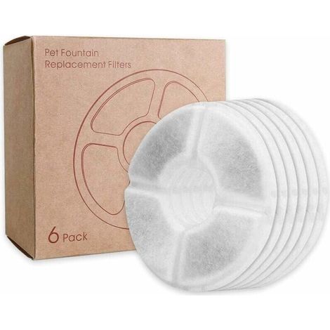 Filtre de fontaine pour chat – Triple action – Coton haute intensité et charbon actif – Compatible fontaines 2-2.5L – Lot de 6 pièces - EAU 2-2 (1/5)