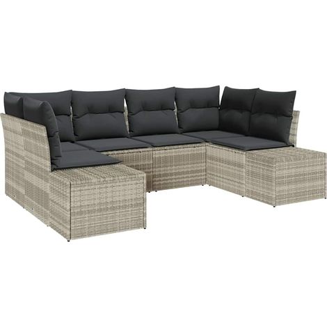 Maison Exclusive - Gartensofa-set mit Speicher 6 pcs Hellgrau Pol