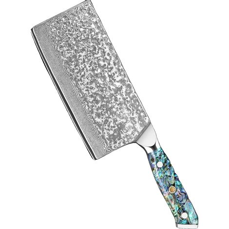 Cuchillo de cocina, acero de Damasco, hoja de 45,7 cm (18 pulgadas), mango de 33 cm (13 pulgadas), certificado FCM, mango de acero inoxidable. (1/5)