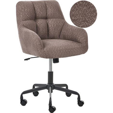Silla de oficina de bouclé de poliéster estructura de metal negro función giratoria ajustable muebles de oficina marrón oscuro Palmdale (1/5)