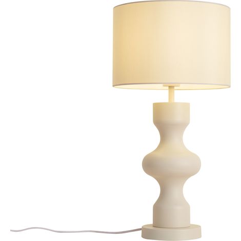 QAZQA Retro Tischleuchte Beige mit Stoffschirm - Captain (1/5)