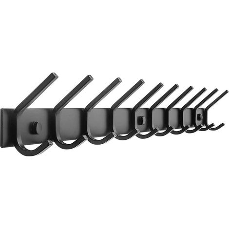 TOJ Living Porte-manteau mural 20 crochets – Patère murale / porte-serviettes – Style industriel & moderne – Acier inoxydable – 78 cm – noir mat (1/5)