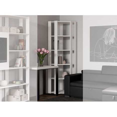 Bibliothèque d'angle 5 niveaux frêne blanc Kalo B L 60cm (1/4)
