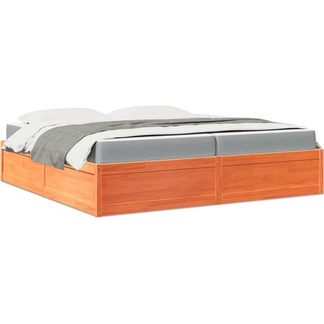 Bett mit Matratze Wachsbraun 200x200 Massivholz Kiefer vidaXL (1/5)