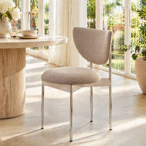 Pack 2 sillas de comedor escandinavas de tejido y metal, beige claro, OKWISH (1/5)