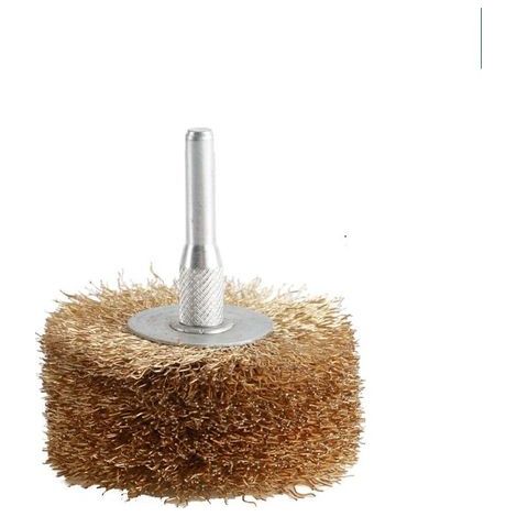 Brosse métallique rotative 3,75 mm – Acier rapide revêtu de laiton – Pour nettoyage et ébavurage des surfaces métalliques – Compatible perceuses (1/5)