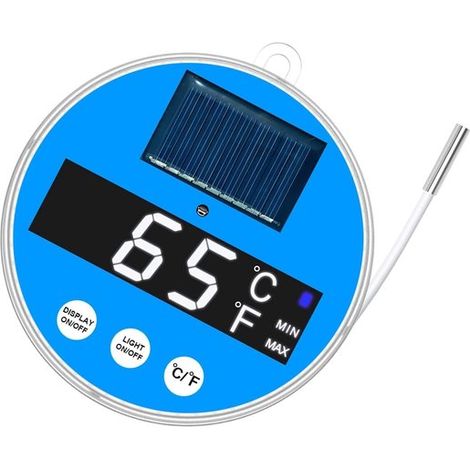 Sensore solare galleggiante e senza fili per la temperatura dell'acqua di piscine, ideale per vasche idromassaggio, casa, aree esterne, giardini, hotel, spa e impianti di acqua fredda. (1/5)