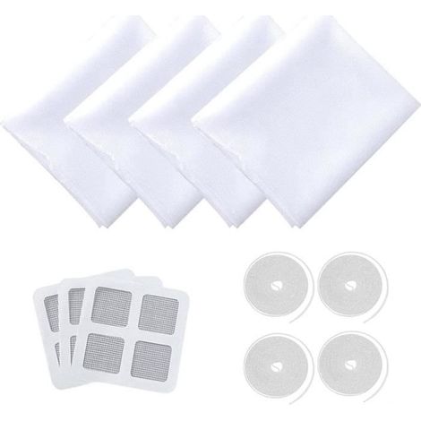 Lot de 4 moustiquaires pour fenêtre - Moustiquaire - Moustiquaire universelle - Avec 4 roulettes blanches autocollantes 130 x 150 cm (1/4)