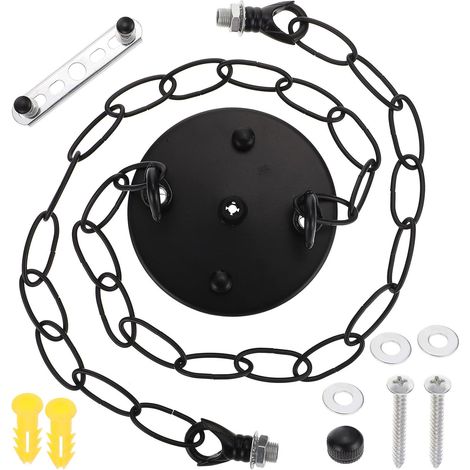 Plaque de Fixation pour Lustre en Fer Noir, Résistance la Corrosion et Support Charge Lourde, Kit à Suspendre Lumineuse Vintage pour Appartement Moderne (1/5)