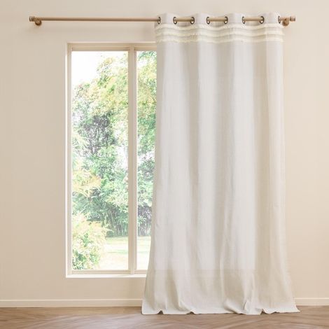 Rideau à Œillets 140 x 240 cm – Polycoton Uni avec Franges – Vertis Naturel (1/5)