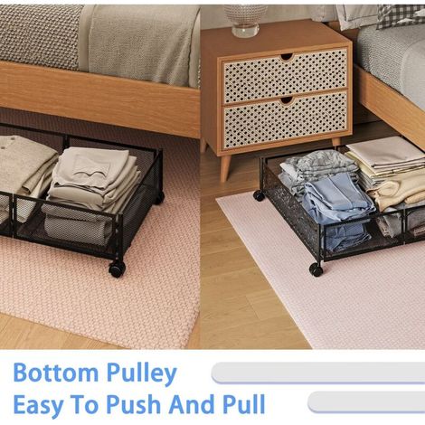 Under-bed storage containers, under-bed shoe storage with wheels, foldable bedroom storage organizer with handles, under-bed storage drawer for (1/4)