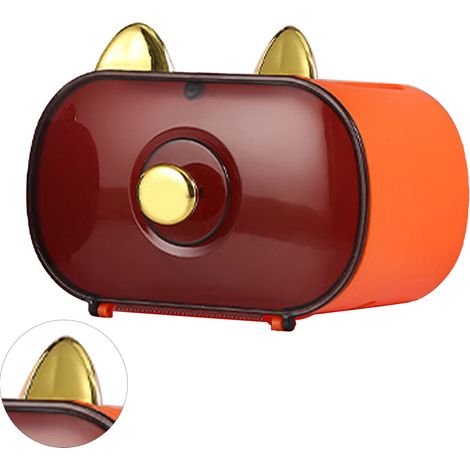 Distributeur de mouchoirs mural étanche en forme de chat porte-bonheur, orange, pour cuisine, salle de bain ou bureau. (1/5)