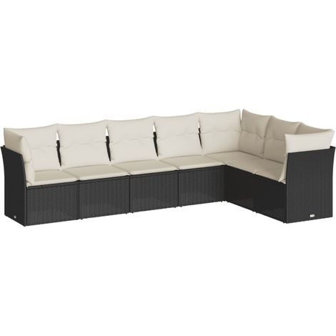Maison Exclusive - Set Divani da Giardino con Cuscini 7pz Nero Polyrattan (1/5)