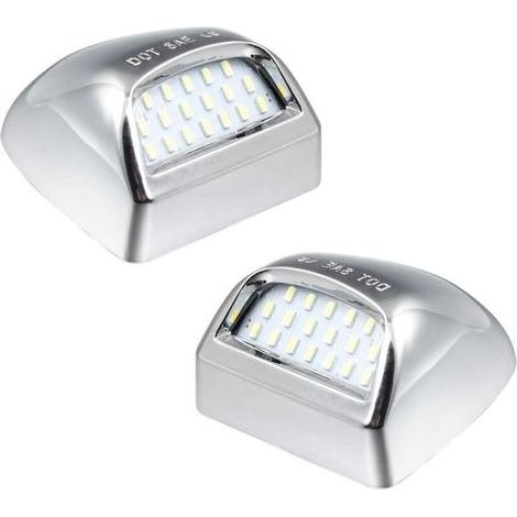 Lampe de plaque d'immatriculation LED chromée compatible avec Silverado Suburban GMC Sierra 1500 2500 3500 HD Tahoe Yukon Cadillac, 6500 K Blanc (1/5)