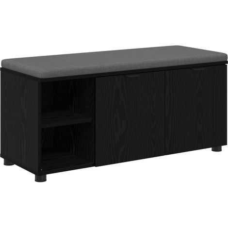 Panca per ingresso con cuscino Rovere Nero 100 x 38 x 46 cm vidaXL