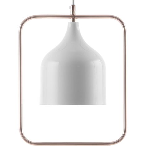 Lampada in Metallo Bianco con Struttura in Rame Stile Industriale 121 cm Mavone