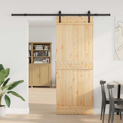 vidaXL Porta scorrevole NARVIK Naturale e Nero 80 x 210 cm (213,5