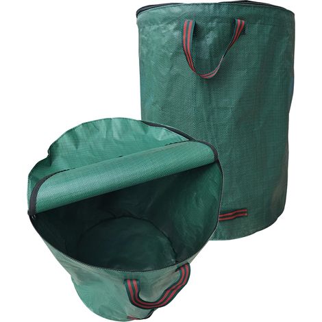 sacchi per rifiuti verdi da giardino da 120 litri con coperchio, resistenti, antistrappo, riutilizzabili, con manici - ideali per foglie, erba tagliata, piante